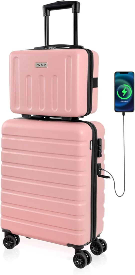 Carry On Luggage 21" Hardside PC ABS Lightweight USB Suitcase with Wheels TSA Lock | Amazon (US)