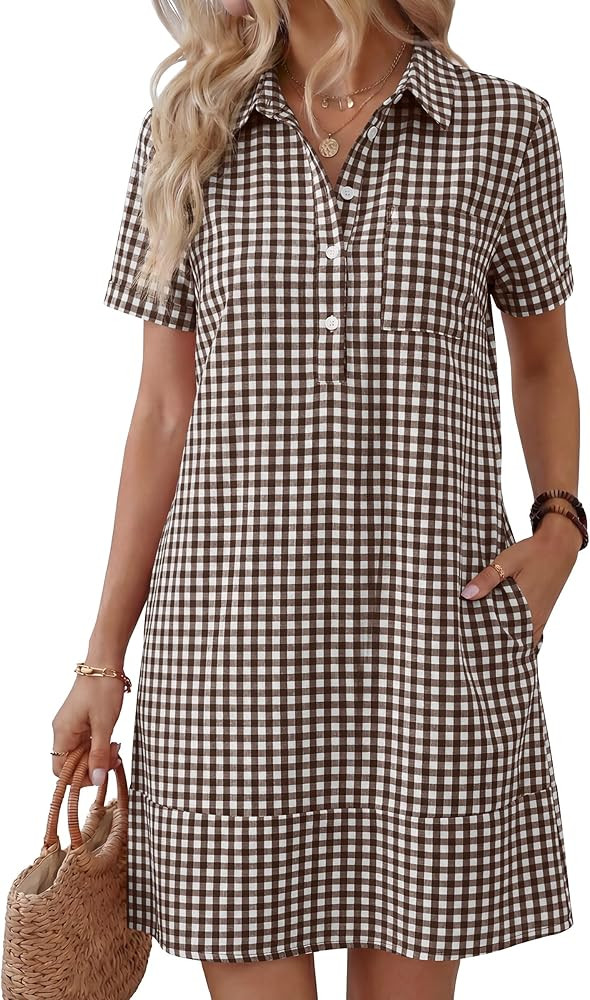 ANRABESS Womens Summer Shirt Dresses Casual Short Sleeve Button Tshirt Short Polo Dress 2026 Beac... | Amazon (US)