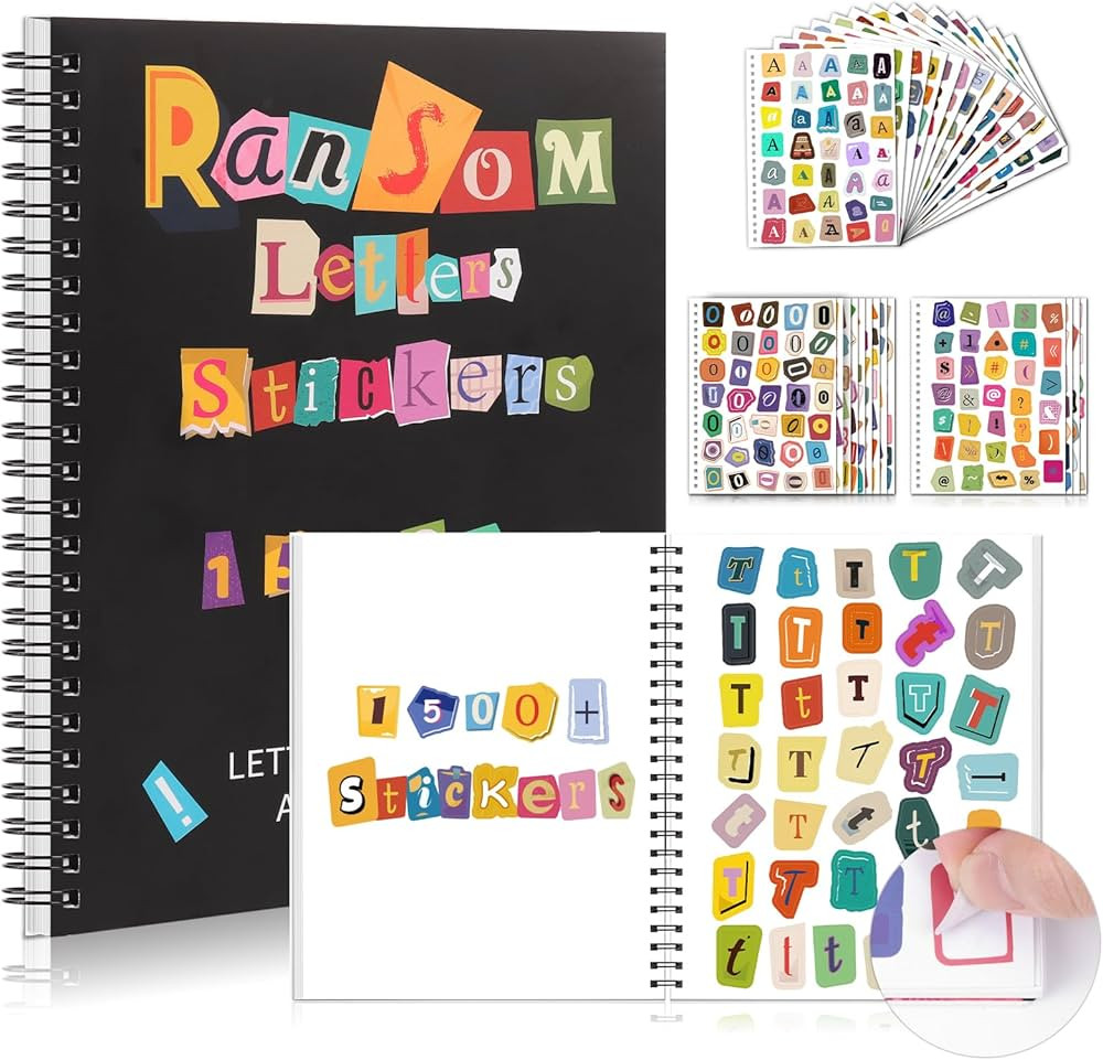 The Cut Out And Collage Book Spiral Bound Ransom Note Letters Sticker Books 8.5x6.3inch 1400+ Cut... | Amazon (US)