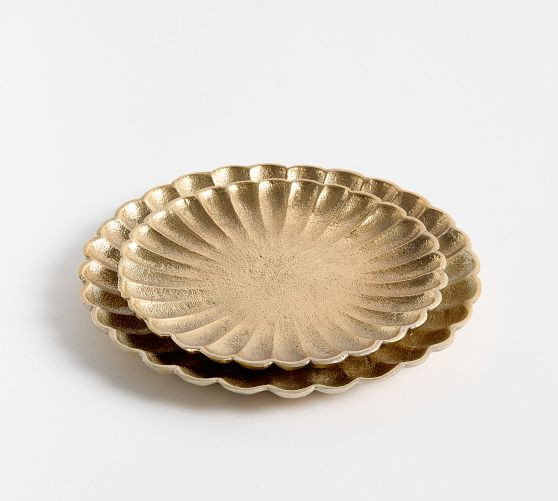 Gold Scalloped Trays - Set of 2 | Pottery Barn (US)
