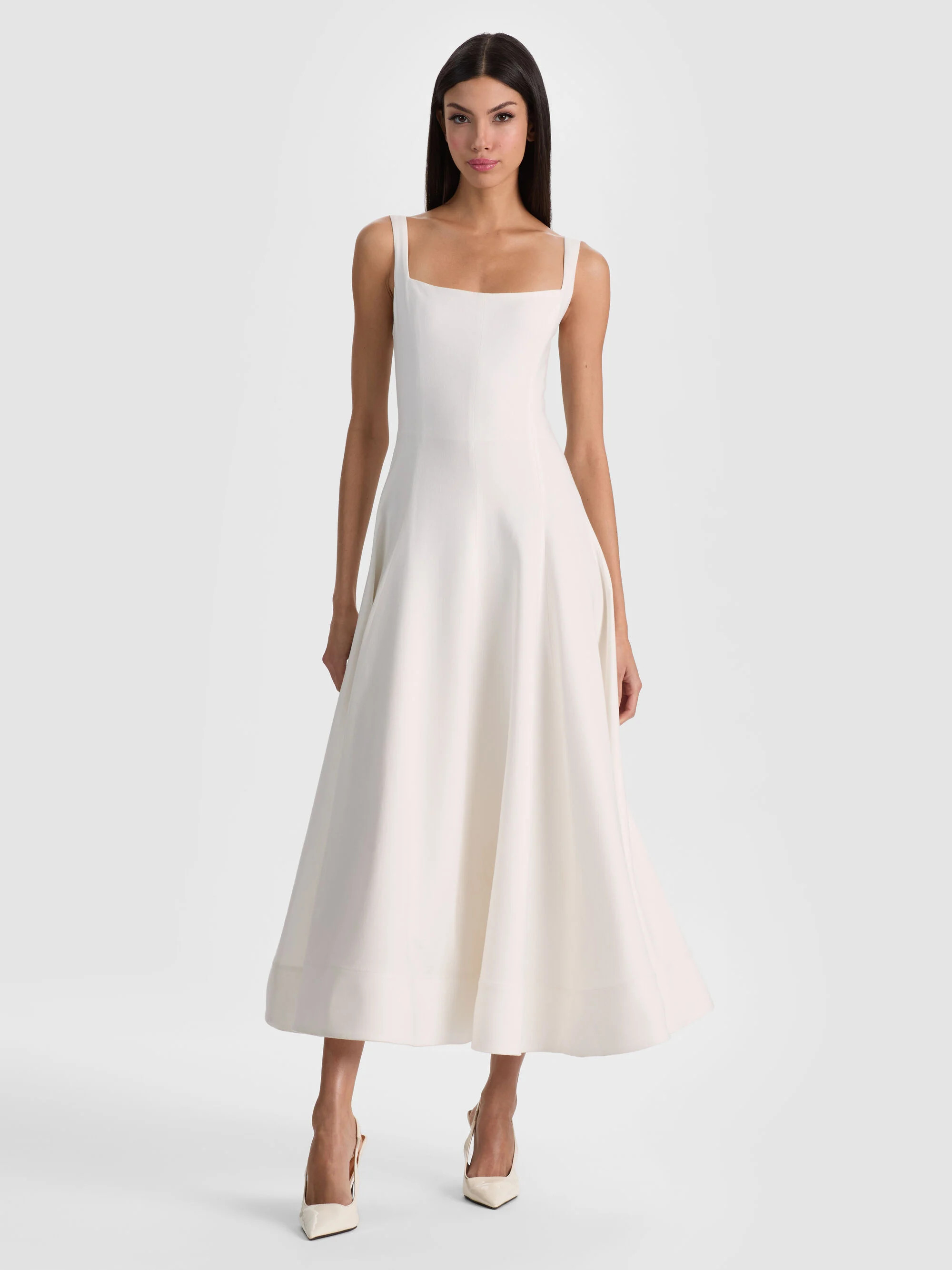 POLLY FLARED MIDI DRESS | Alice + Olivia