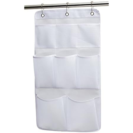 2 Pack Mesh Hanging Caddy Organizer with 6 Pockets, Shower Curtain Rod Liner Hanging Organizer Stora | Amazon (US)
