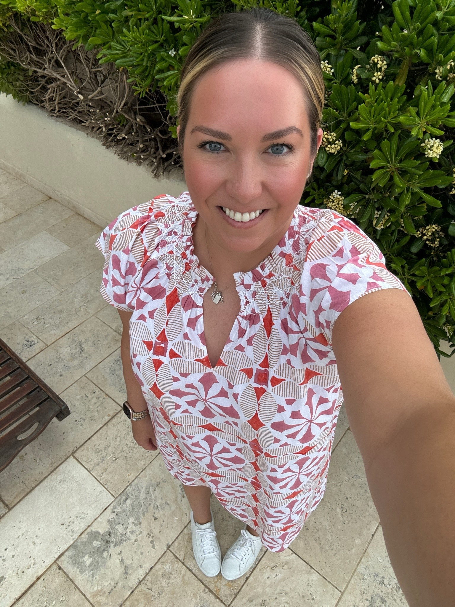 I love this brand because of their colors and unique prints. This dress is perfect for the sunny amalfi. I wore a similar print by them last year. These dresses are so easy to wear on travel days between locations. It was perfect for the ferry ride between Capri and Amalfi. It didn’t really wrinkle and I felt pulled together yet comfortable.

#LTKTravel #LTKootd #LTKMidsize