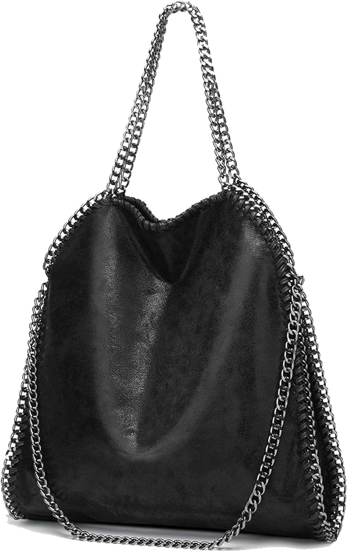 Womens Handbags Soft Leather Fashion Designer Top-Handle Casual Pocket Ladies Tote Portable Chain... | Amazon (UK)