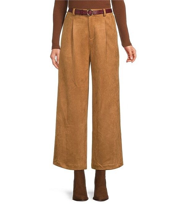 A Loves A Faux Suede Wide Leg High Waisted Belted Ankle Length Pants | Dillard's | Dillard's