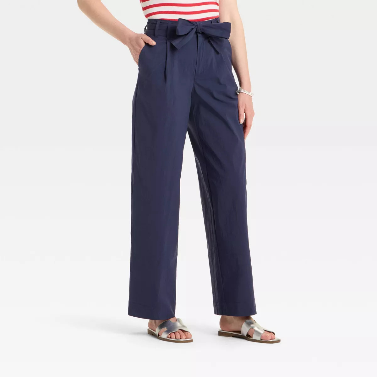Women's High-Rise Wide Leg Poplin Trousers - A New Day™ | Target