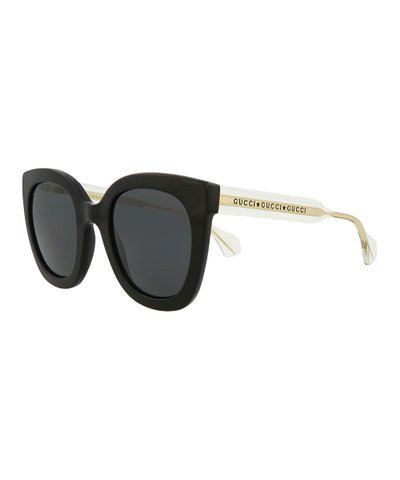 Gucci Black Crystal & Gray Oval Sunglasses | Zulily