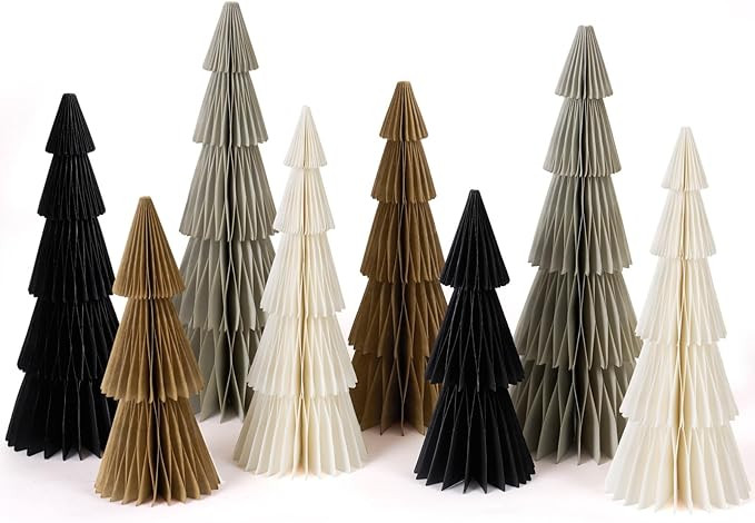 Paper Jazz 8pcs Paper Christmas Trees,Neutral Christmas Honeycomb Tree Centerpiece，3D Modern Mi... | Amazon (US)