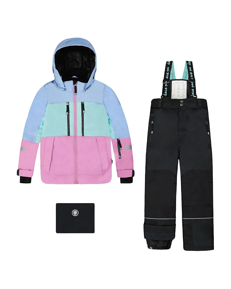 Deux par Deux Girls' Two Piece Teknik Snowsuit with Colorblocked Jacket and Solid Pant - Big Kid | Bloomingdale's (US)