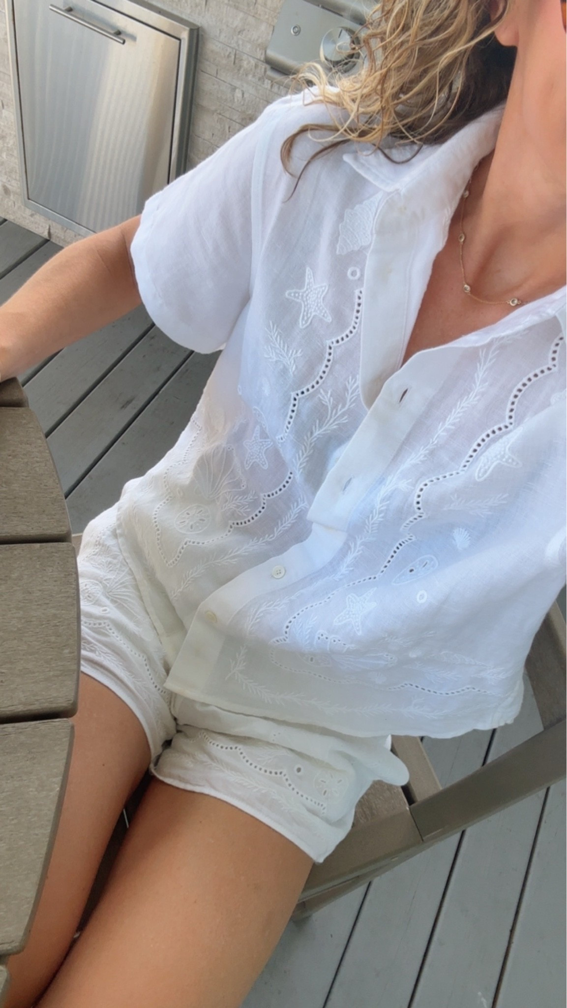 Eyelet matching linen set. Perfect to wear as outfit and cover up