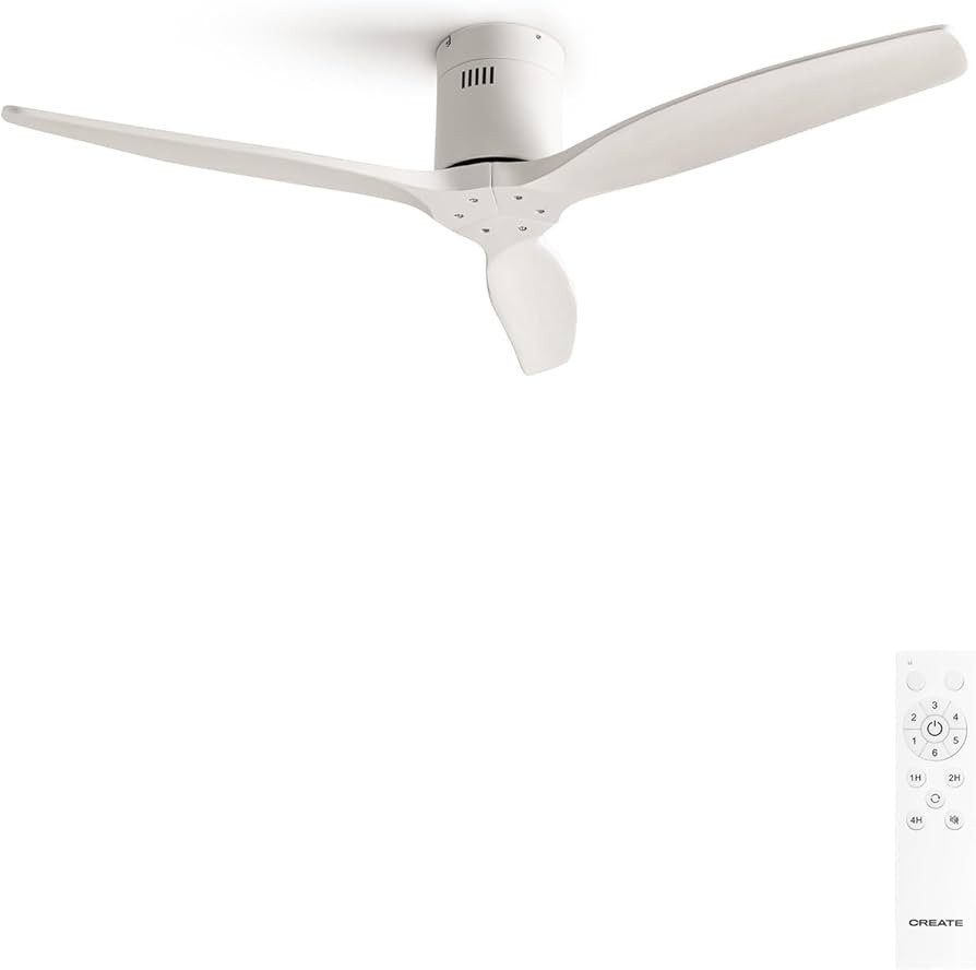 CREATE / WINDCALM M/Deckenventilator ABS Wei\u00df mit Fernbedienung / 40W, Leise, \u00d8132cm, 6... | Amazon (DE)