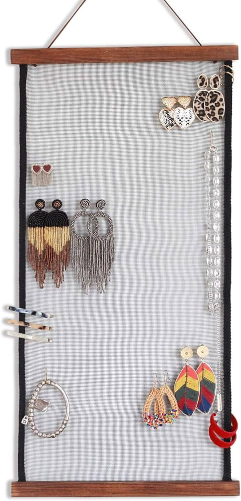 Earring Organizer Wall Monut, Display Hanging Jewelry Organizer for Studs Dangle Earrings and Nec... | Amazon (US)