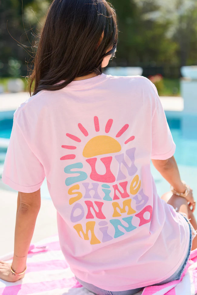 Sunshine On My Mind Light Pink Graphic Tee DOORBUSTER | Pink Lily