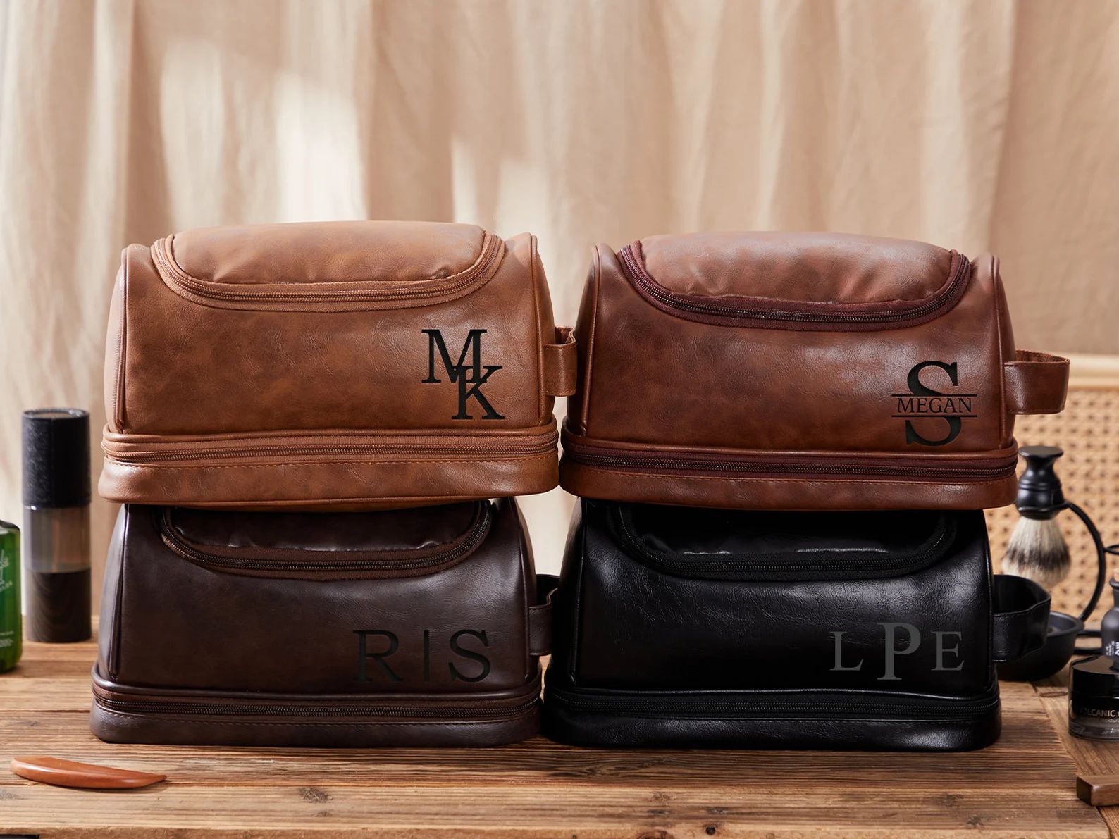 Personalized Leather Toiletry Bag Engraved Men's Travel - Etsy | Etsy (US)