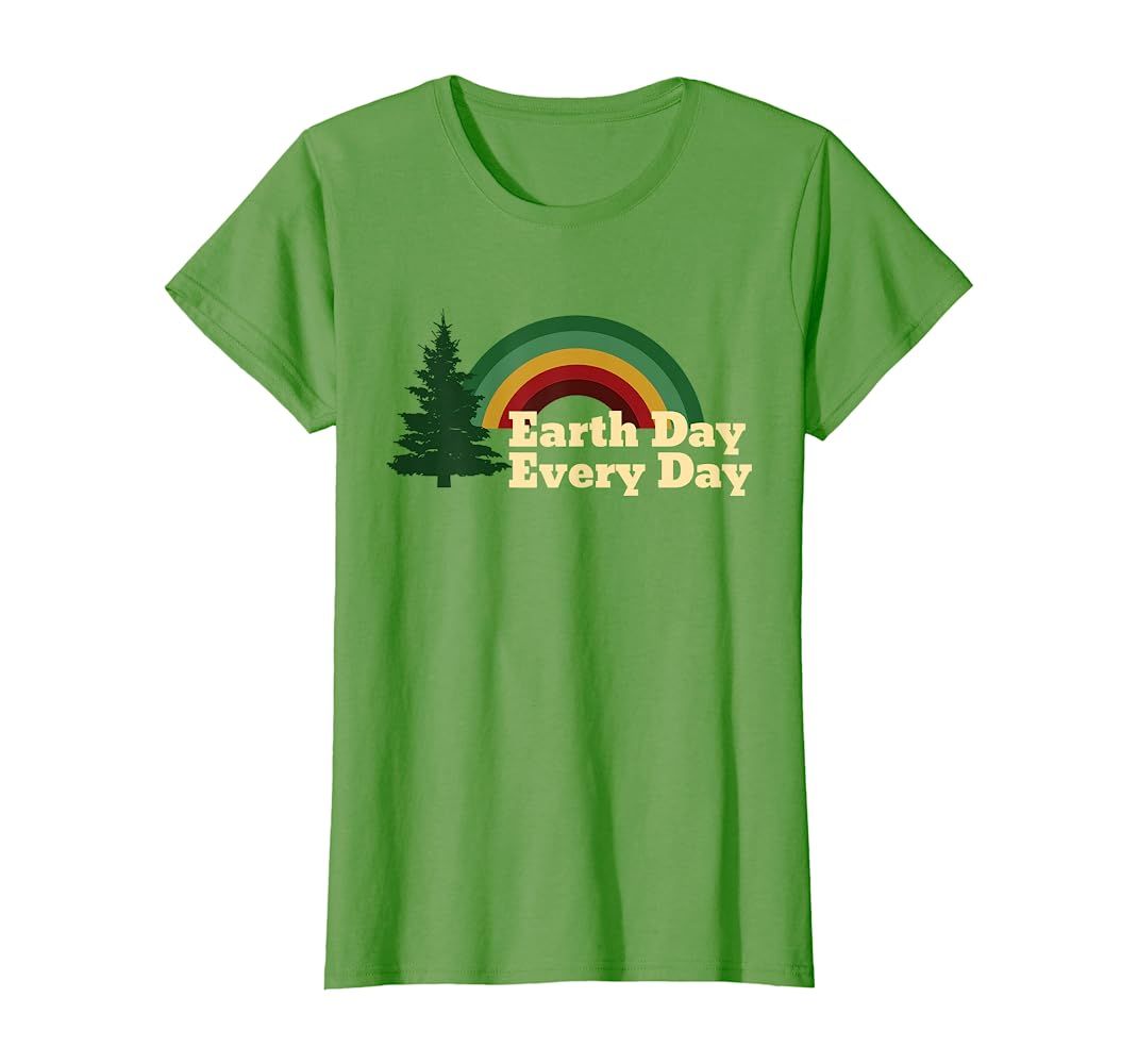 Earth Day Everyday Rainbow Pine Tree Design T-Shirt | Amazon (US)