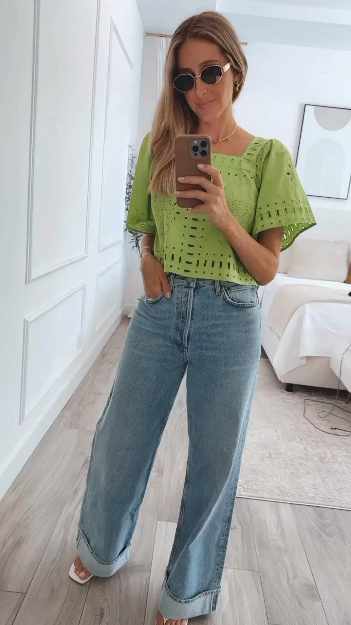 Fun and beautiful summer outfit. Runs tts, wearing a size small on the top and size 26 on pants ( they run large ) so size it down 1 size 
My stats - 
Clothes: Size S/2 - Jeans 27
Footwear: Size 9 
Height: 5'9" tall
Weight: 127 lbs

#LTKStyleTip #LTKOver40 #LTKSeasonal