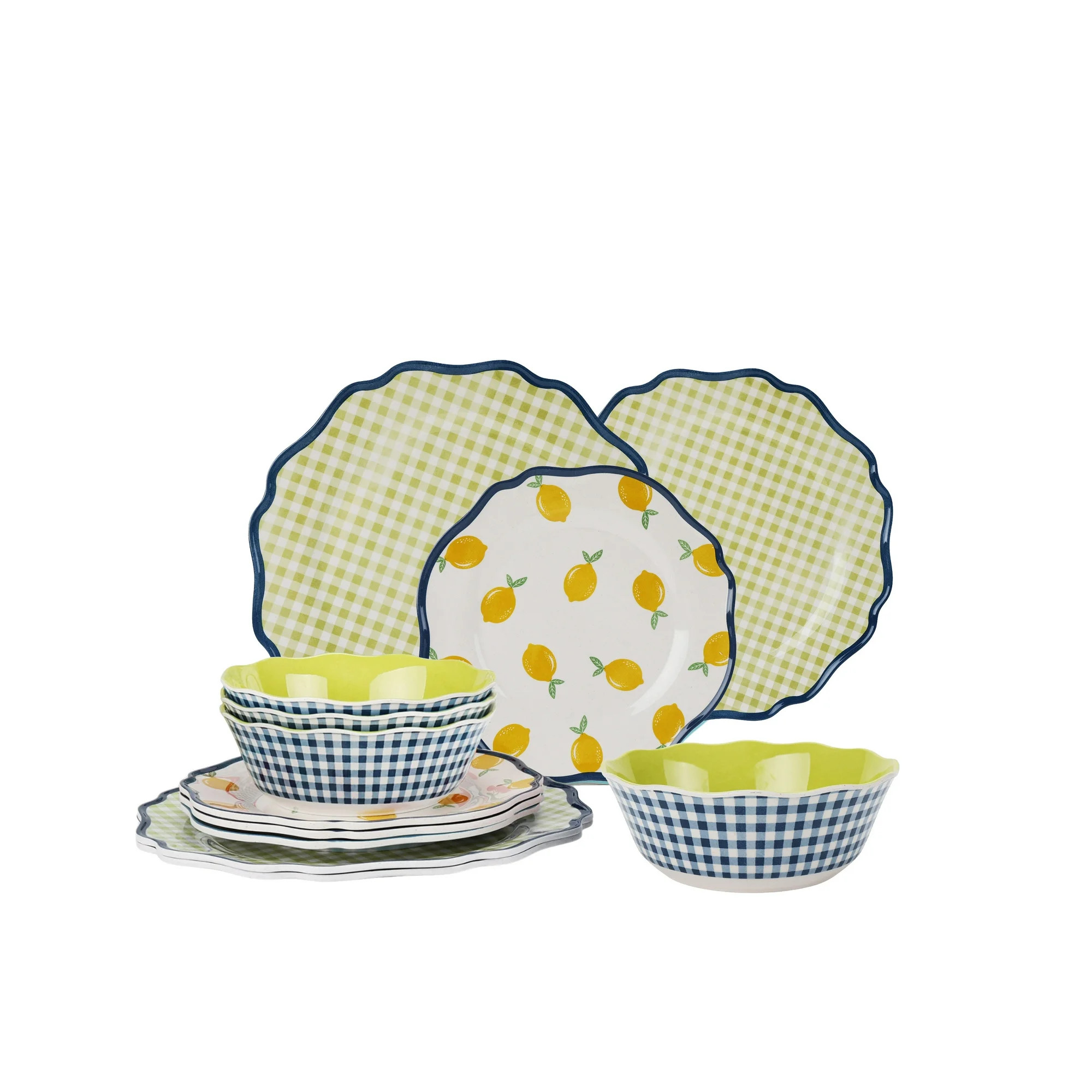 Hometrends Lemon Bamboo Melamine Dinnerware Set 12-Piece, Green | Walmart (CA)