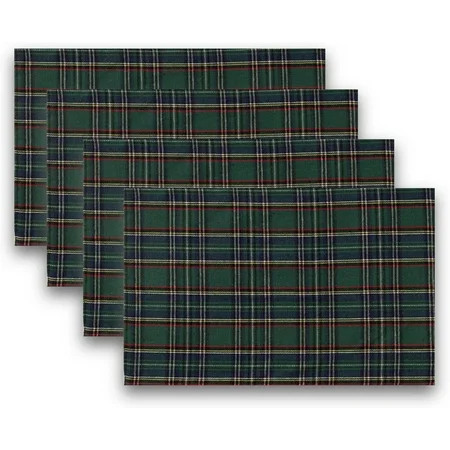 Christmas Plaid Placemats Set of 4, Green Blue Buffalo Checkered Tartan Winter Thanksgiving Xmas Table Mats for Dining Room Kitchen Table Decor | Walmart (US)