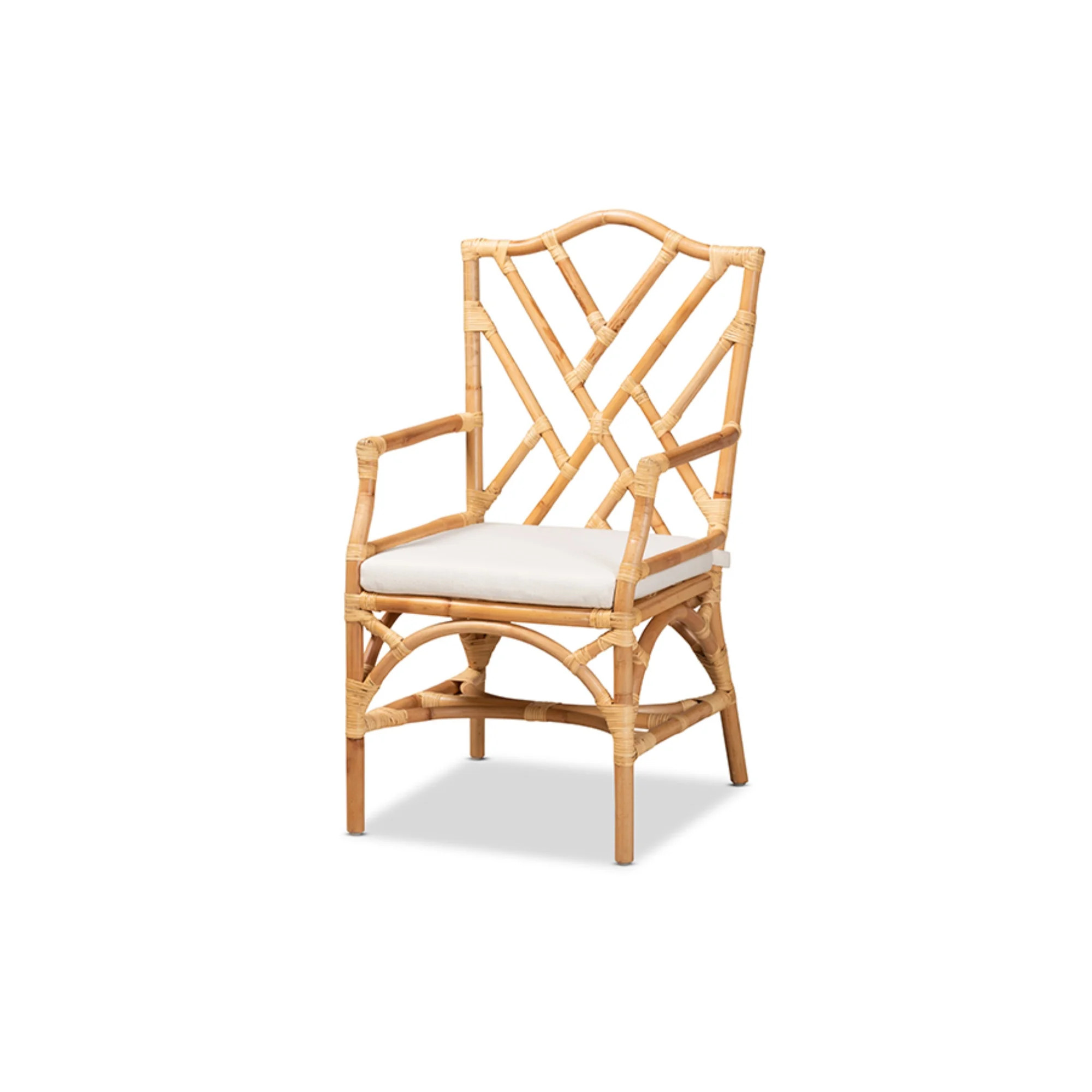 Baxton Studio Delta Modern and Contemporary Natural Finished Rattan Armchair - Walmart.com | Walmart (US)
