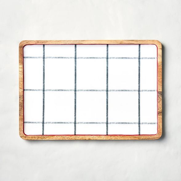 Holiday Plaid Enamel + Wood Serving Tray - Hearth & Hand™ with Magnolia | Target
