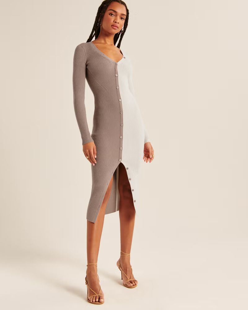 Button-Through Midi Sweater Dress | Abercrombie & Fitch (US)