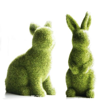 Sunisery Easter Moss Bunny Figurine Furry Flocked Artificial Moss Grass Rabbit Statue Garden Yard De | Walmart (US)