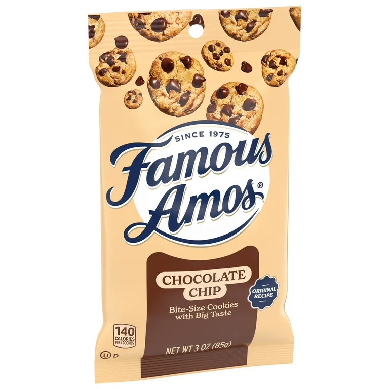 Famous Amos Classic Bite-Size Chocolate Chip Cookies, 4 Cookies, 3oz. - Walmart.com | Walmart (US)