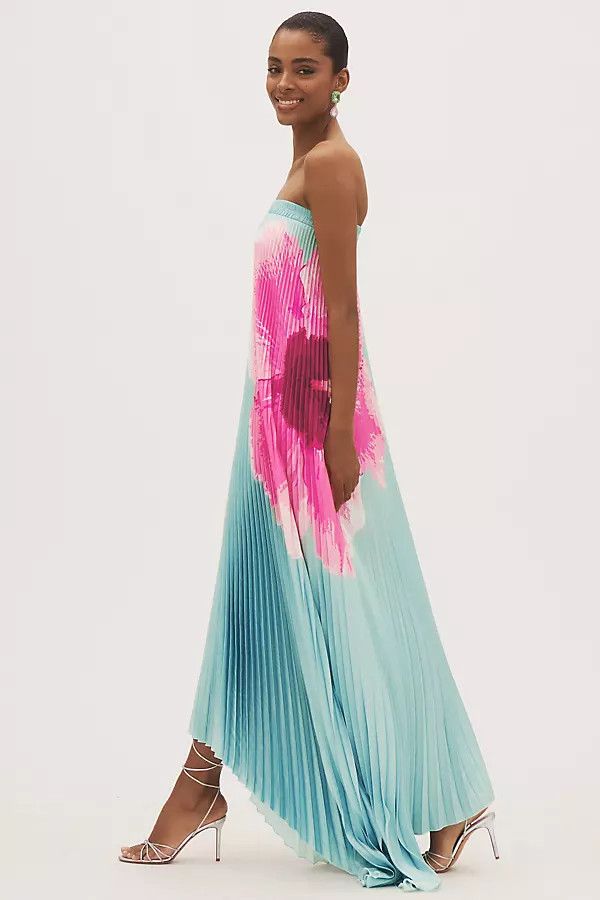 Bisous Strapless Pleated Column Maxi Dress | Anthropologie (US)