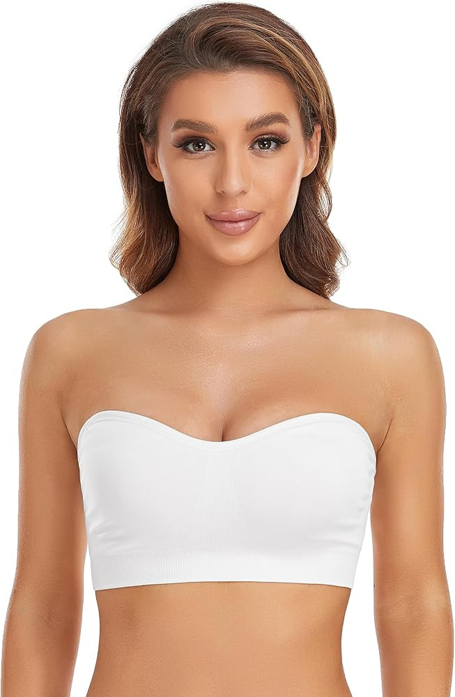 Lusait Strapless Bra for Women Non-Slip Silicone Padded Bandeau Bra Wireless Tube Top Bralette | Amazon (US)