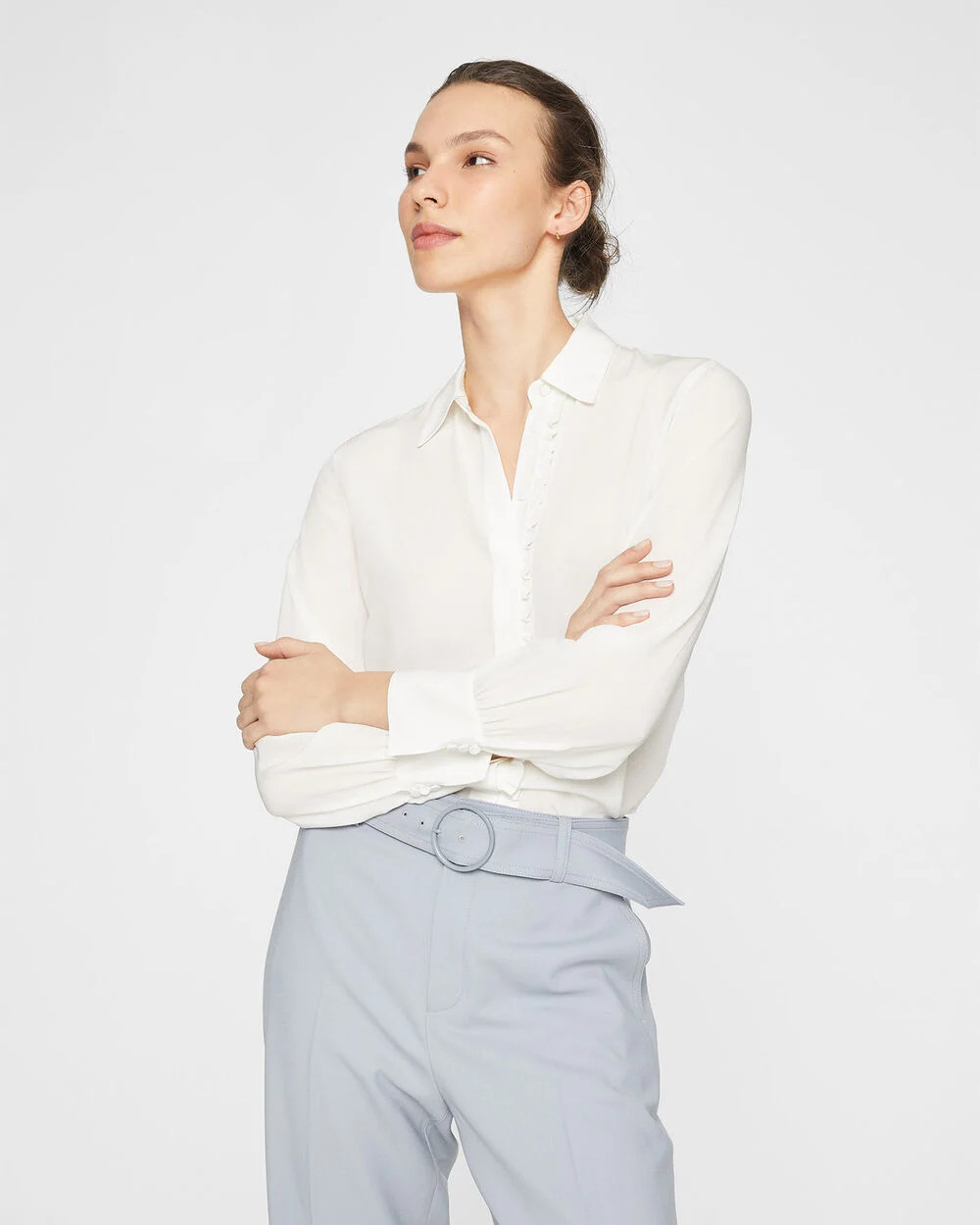 Silk Ruffle Detail Shirt | Club Monaco (Global)