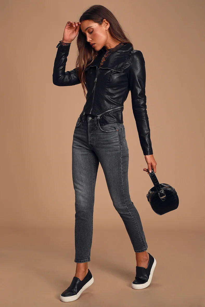Up on a Tuesday Black Vegan Leather Jacket | Lulus (US)