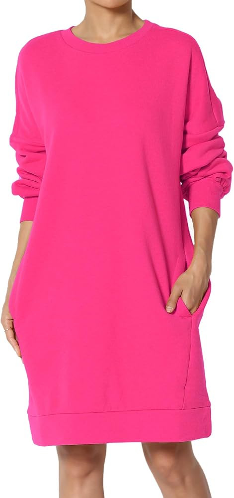 TheMogan S~3X Casual Oversized Crew Neck Fleece Sweatshirts Loose Pullover Tunic | Amazon (US)