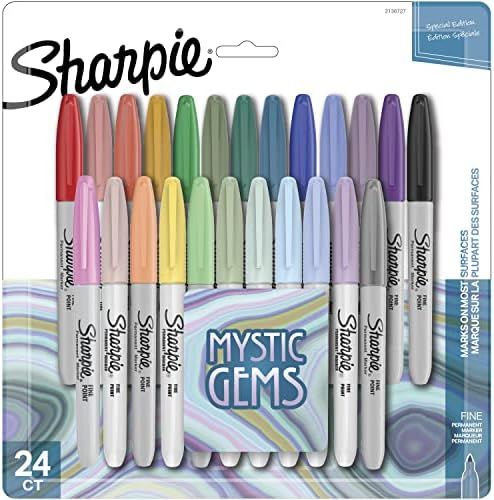 Sharpie Permanent Markers, Fine Point, Featuring Mystic Gem Color Markers, Assorted, 24 Count | Amazon (US)
