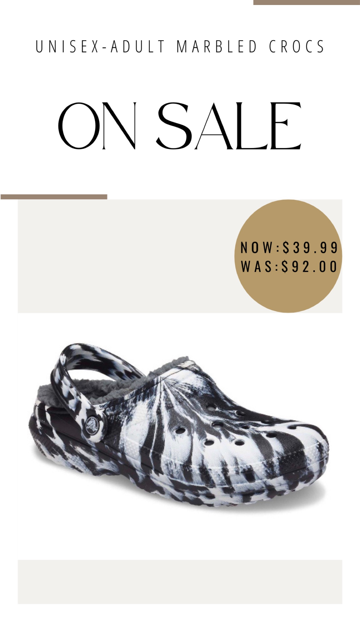 On sale! Unisex adult classic lined marbled clogs ☀️

#LTKsalealert #LTKFind #LTKshoecrush
