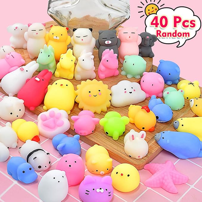 Squishies 40pcs Mochi Squishy Toys Mini Kawaii Squishy Party Favors for Kids Treasure Box Toys fo... | Amazon (US)