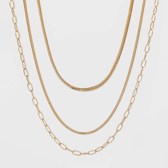 Round Flat Snake Chain Necklace - A New Day™ Gold | Target