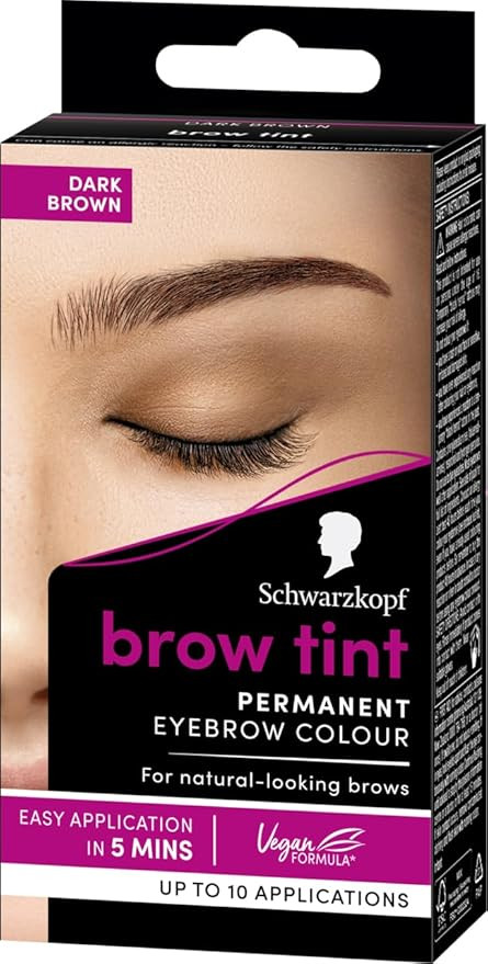 Schwarzkopf Brow Tint Dark Brown (10ml), Permanent Eyebrow Tint, Long-Lasting Intensity, Water- a... | Amazon (UK)