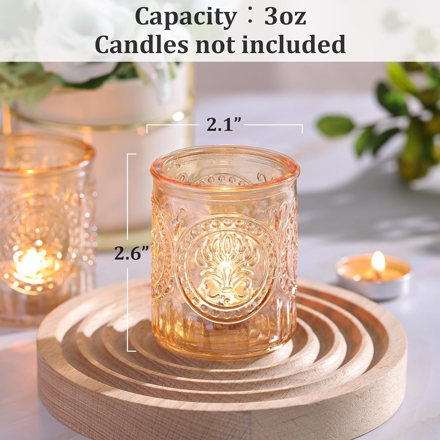 12pcs Gold Glass Votive Candle Holders Bulk, Baby Shower Gold Tealight Candle Holders for Table C... | Amazon (US)