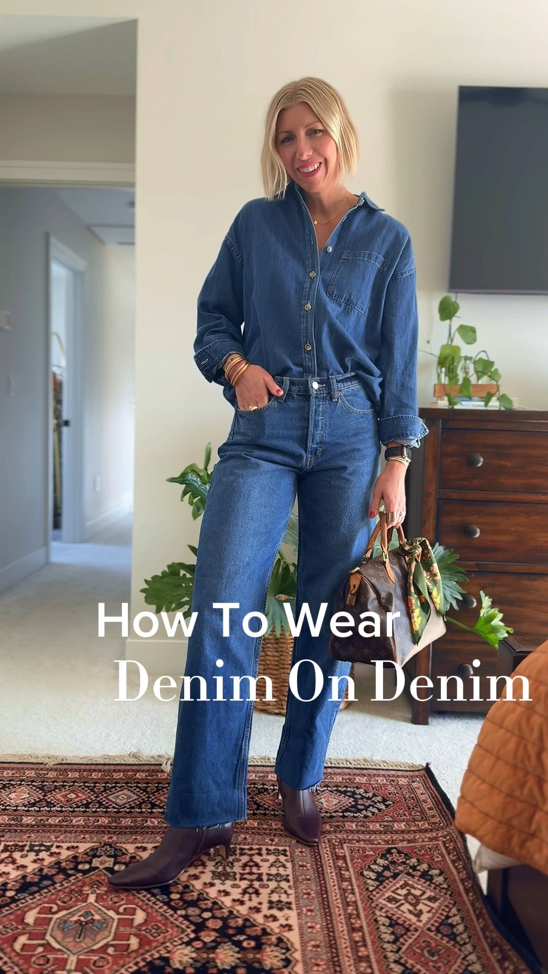 This double denim look is so chic + easy to wear 👏🏻 a classic denim shirt is always a part of my Core basic wardrobe! I love this oversize one paired with straight leg jeans. Dress up your look with a pointed toe, booty and handbag.
This is also a great example of a high low look - these jeans are $36

#LTKOver40 #LTKWatchNow #LTKFindsUnder50