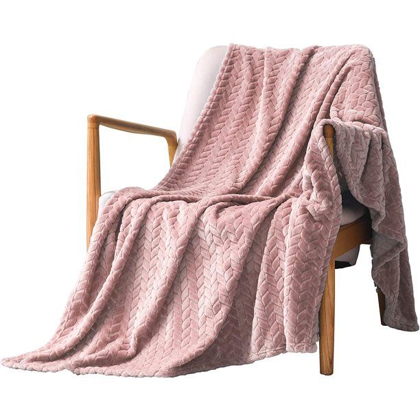Exclusivo Mezcla Large Flannel Fleece Throw Blanket, Jacquard Weave Leaves Pattern (50" x 70", Pi... | Walmart (US)