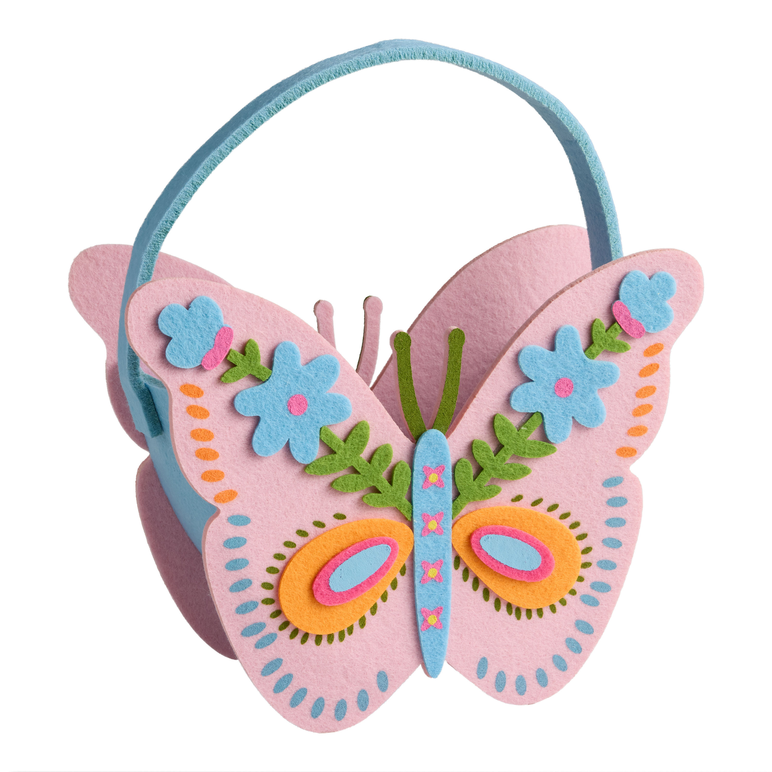 Blue and Pink Felt Butterfly Easter Basket | World Market