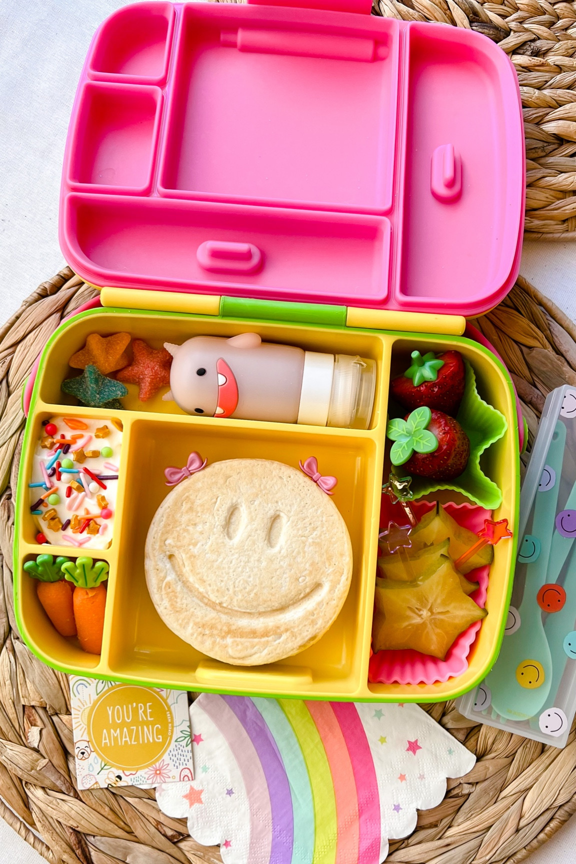 Smiley bento box school lunch 

#LTKfamily #LTKkids #LTKhome