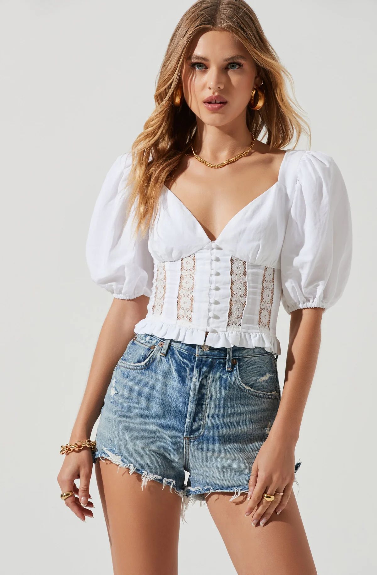 Forever Yours Lace Trimmed Puff Sleeve Top | ASTR The Label (US)