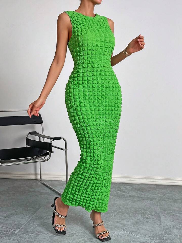 SHEIN Privé Solid Sleeveless Bodycon Dress | SHEIN