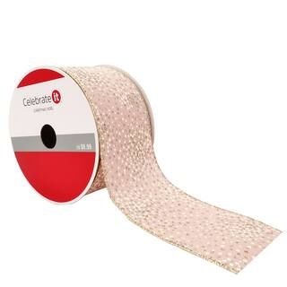 2.5" Faux Linen Wired Dots Ribbon by Celebrate It™ Christmas | Michaels Stores