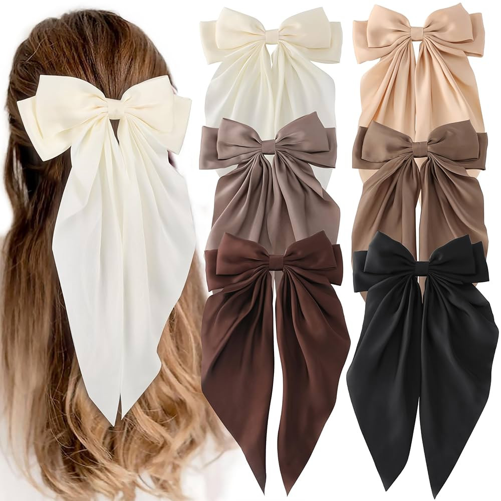 6 PCS Hair Bows for Women, Big Bow Hair Clips for Girls, Silky Satin Hair Bows Clips Oversized Lo... | Amazon (US)