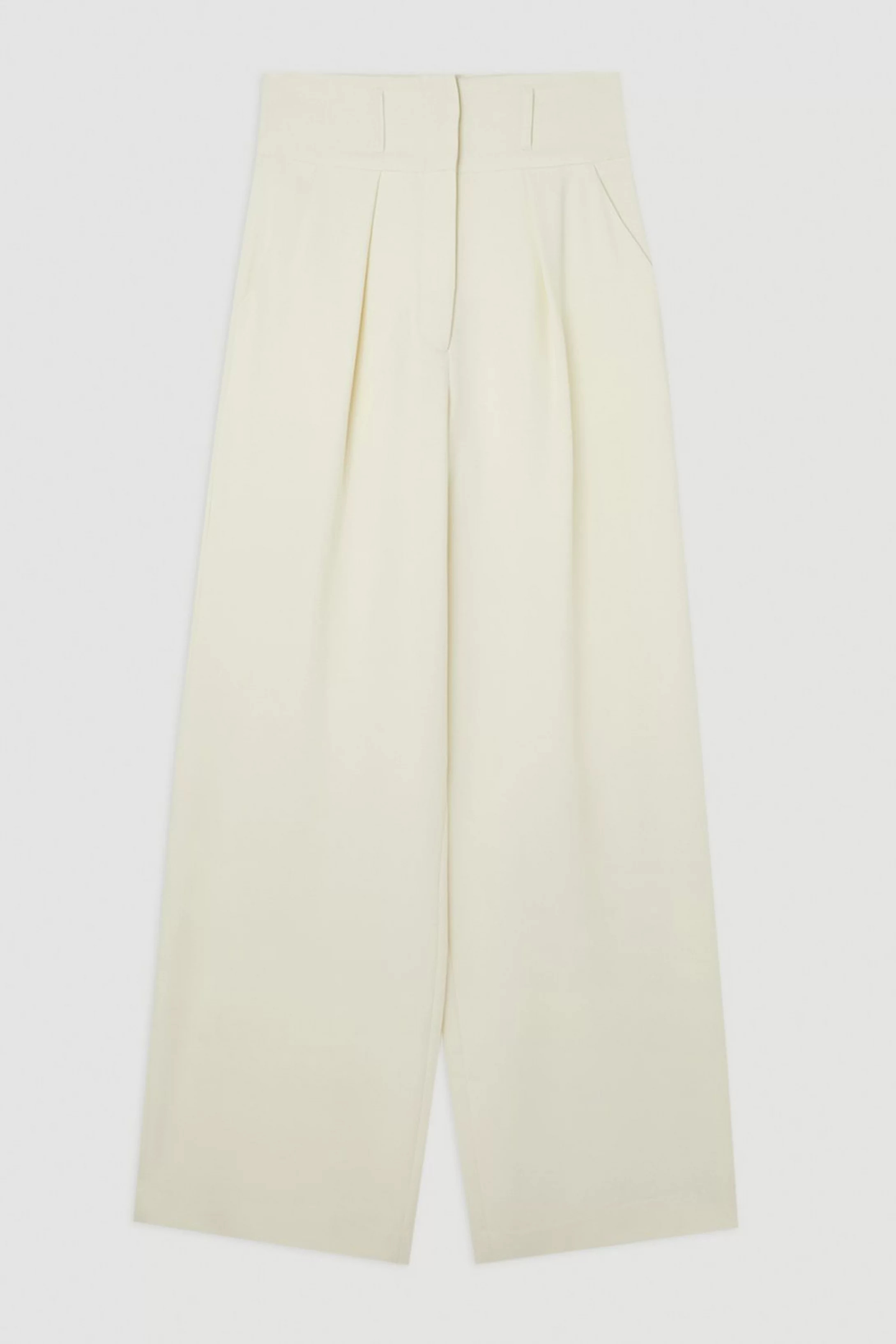 Tall Compact Stretch Tailored High Waist Wide Leg Trousers | Karen Millen UK + IE + DE + NL