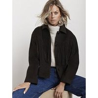 Mint Velvet Brown Tassel Jacket, Brown, Size L, Women | Very (UK)