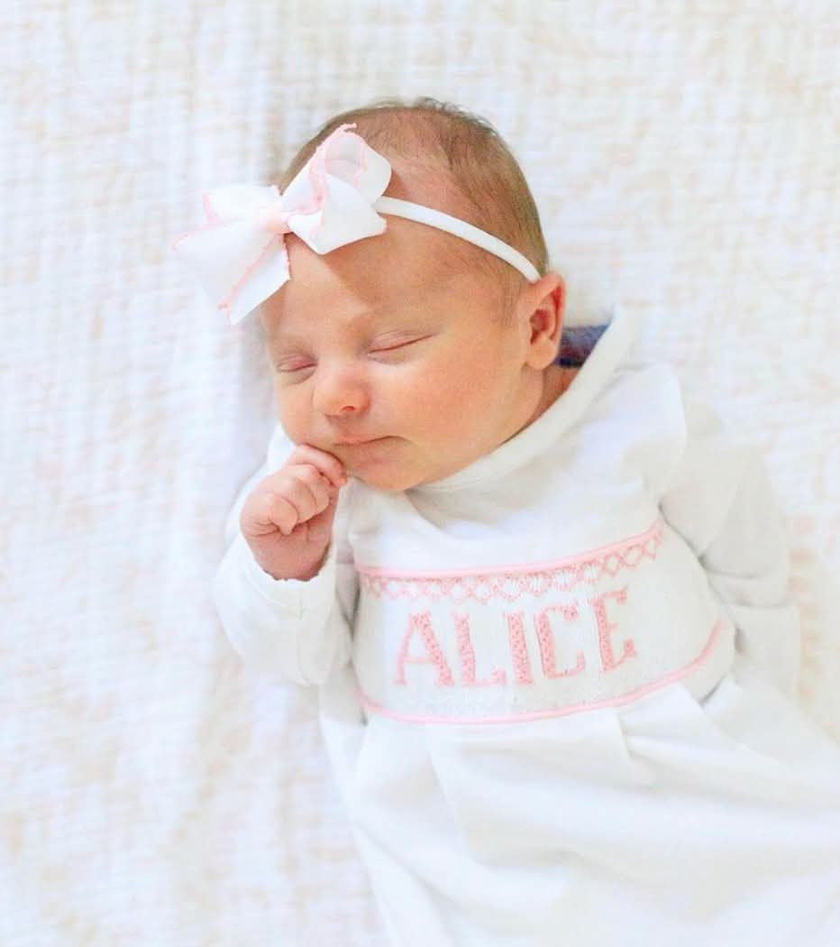 Pink Baby Snuggles - Custom Smocked Pima Gown and Hat | Ann + Reeves Kids