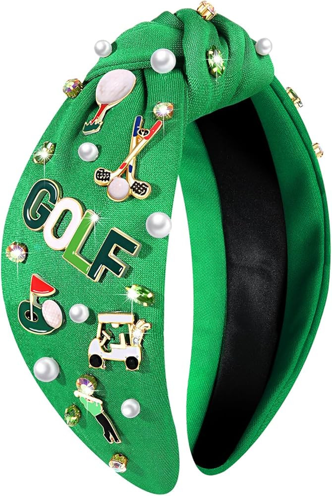 Golf Headbands for Women Golf Accessories Golf Ball Flag Bag Cart Club Headbands Jeweled Rhinesto... | Amazon (US)